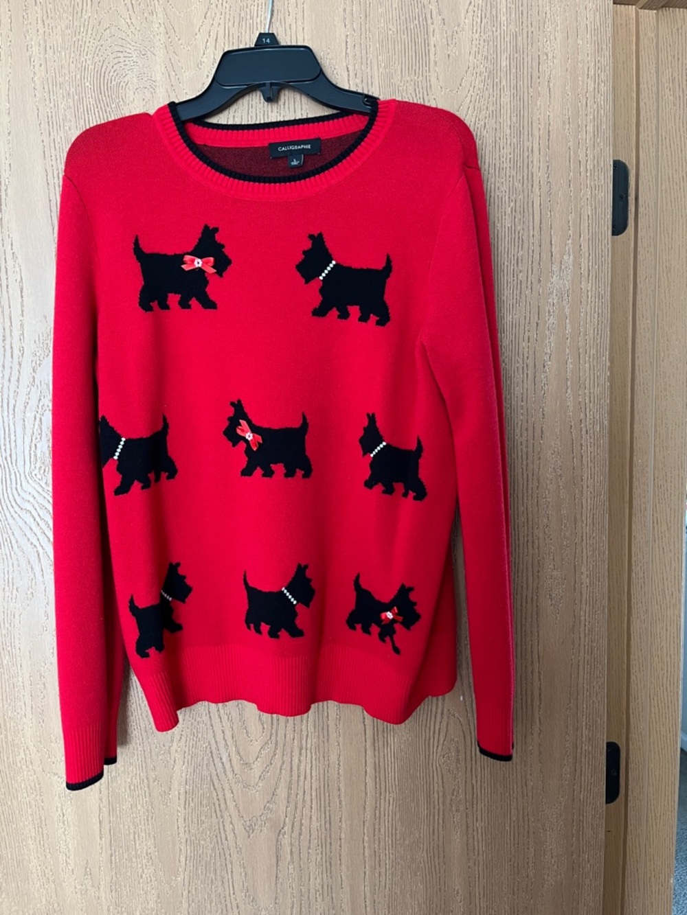 Red Scottie Pattern Crewneck Sweater - Women